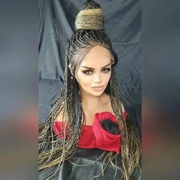 Beautiful Braided lace wig, short wig ombre wigs, afro wig, 100% handmade NWT - Picture 10 of 15